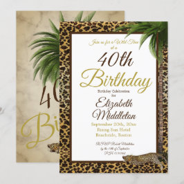 40. Leopard Print Palm Wild Geburtstag Einladung