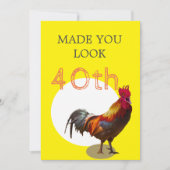 40. männliche Geburtstagslustige Rooster-Hühnchen Einladung (Vorderseite)