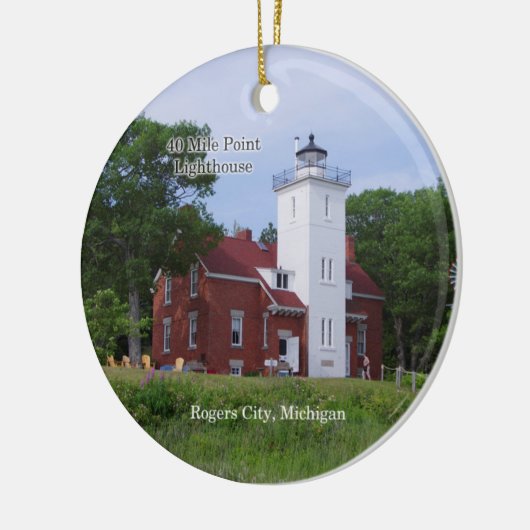 40 Meilen Point Leuchtturm Sommerkreisverzierung Keramik Ornament (Links)