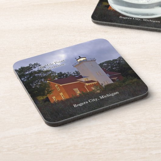 40 Meilen Point Ligthouse Dämmerung 6 Untersetzer  (Linke Seite)