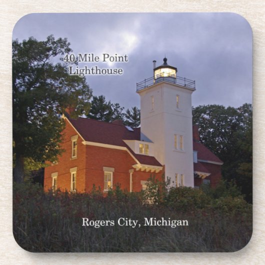 40 Meilen Point Ligthouse Dämmerung 6 Untersetzer (Vorderseite)