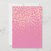 40 Meilenstein Schaumwein Rosa schwarzer Glitzer Einladung (Rückseite)