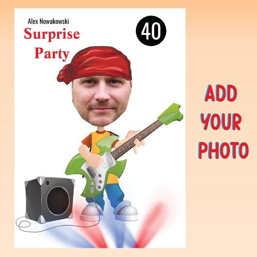 40. Mens 🎸 🤣 Rockstar Birthday Gitarre Funky Fun Einladung