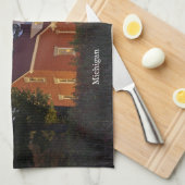 40 Mile Point Leuchtturm bei Küchenhandtuch Geschirrtuch (Viertel Falte)