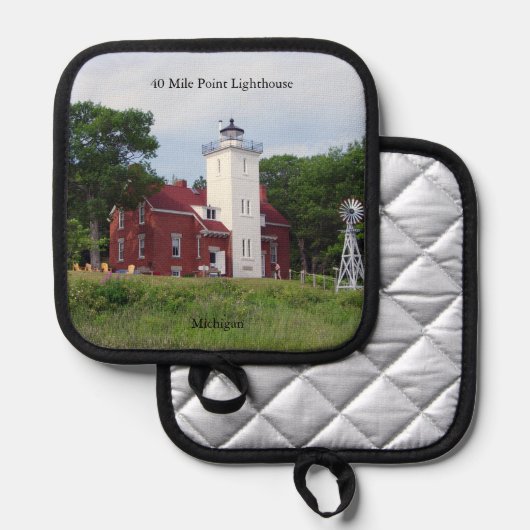 40-Mile-Point-Leuchtturm-Kartenhalter Topflappen (Vorderseite/Rückseite)