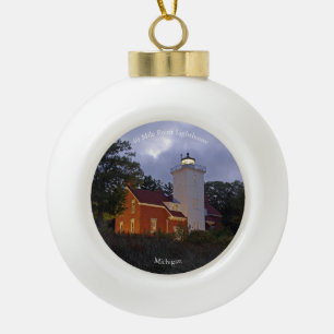 40 Mile Point Lighthouse Dusk-Ornament Keramik Kugel-Ornament