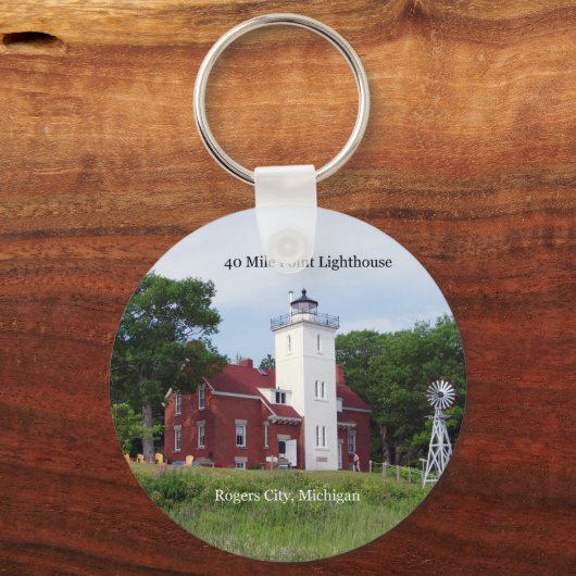 40 Mile Point Lighthouse Schlüsselkette Schlüsselanhänger (Vorderseite)