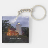 40 Mile Point Lighthouse zweiseitige Schlüsselkett Schlüsselanhänger (Rückseite)