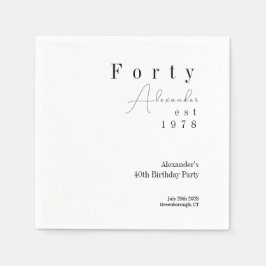 40 Minimal 40. Geburtstag Party Serviette