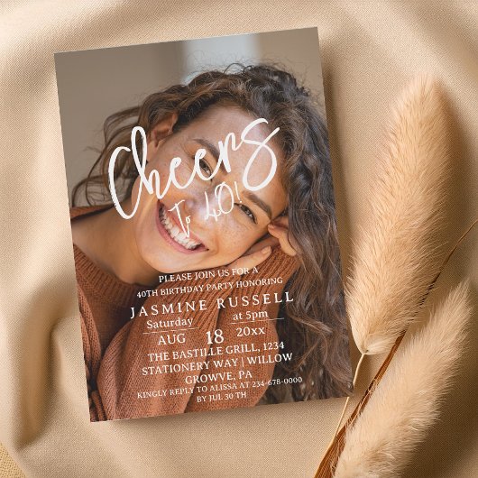 40. Modern Foto Geburtstag für Frauen Einladung