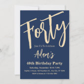 40 Modern Script 40. Geburtstag Party Foto Einladung (Vorderseite)
