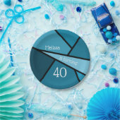 40 Moderne Aquamarine Geometrie 40. Geburtstag Pappteller (Party)
