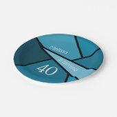 40 Moderne Aquamarine Geometrie 40. Geburtstag Pappteller (Schrägansicht)