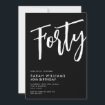 40 moderne Schwarz und Weiß 40. Geburtstag Einladung<br><div class="desc">40 moderne Schwarz-Weiß-Einladung zum 40. Geburtstag</div>
