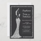 40. moderner silberner Cocktailkleid-Geburtstag de Einladung (Vorderseite)
