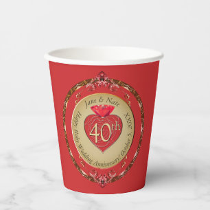 40. oder 15. Ruby-Hochzeitstag Pappbecher