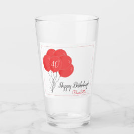40. oder irgendeinen Geburtstag rosa Ballon Glas