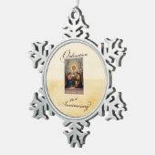 40. Ordination Anniversary Angels in Altar Schneeflocken Zinn-Ornament (Rechts)
