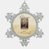 40. Ordination Anniversary Angels in Altar Schneeflocken Zinn-Ornament (Vorderseite)