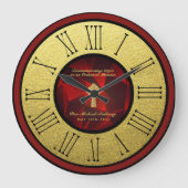 40. Ordination Jahr Ruby Gold Personalisiert Große Wanduhr (Vorderseite)