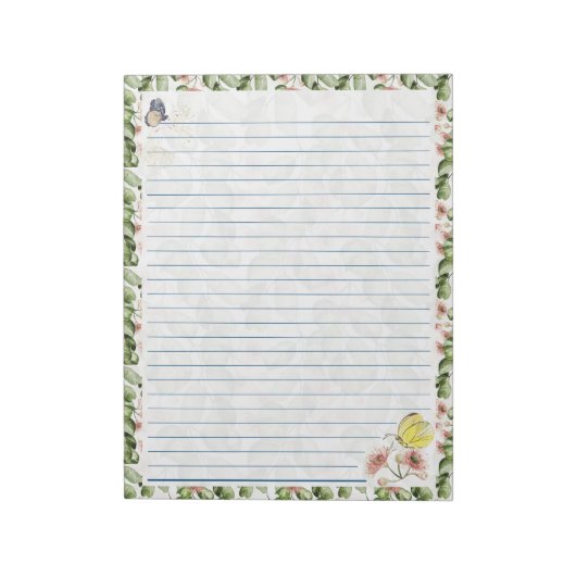 40 Page Watercolor Eukalyptus Butterfly Notepad Notizblock (Rotiert)
