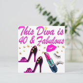 40. PARTY DIVA EINLADUNG (Stehend Vorderseite)