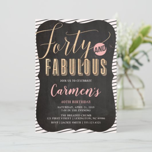 40. Party Einladung (Stehend Vorderseite)