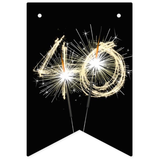 40. Party Sparkler auf schwarz Wimpelkette (Zweite Fahne)