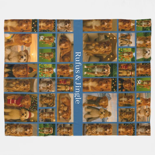 40 Photo Collage Template And Text Personalized Fleecedecke (Vorderseite (Horizontal))