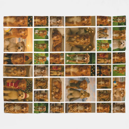 40 Photo Collage Template Personalized Custom Made Fleecedecke (Vorderseite (Horizontal))