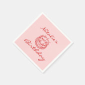 40. Pink Hand Drawn Cake Meilenstein Spaß Geburtst Serviette (Ecke)