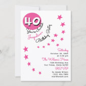 40. Pink Happy Geburtstag Individuelle Name Einlad Einladung (Vorderseite)