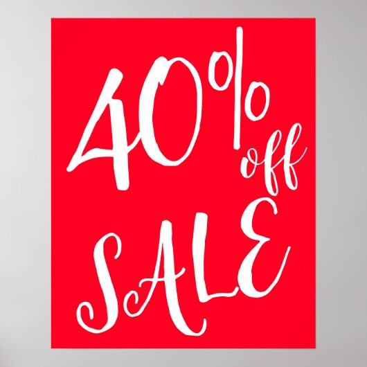 40% Rabatt auf das Handelsschild, Red Boutique Sal Poster (Vorne)