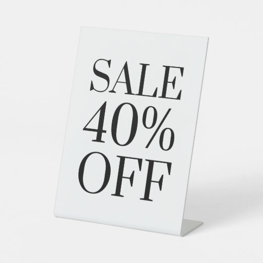 40% Rabatt auf das Handelsschild, Tabletop Counter Sockelschild (Vorderseite)