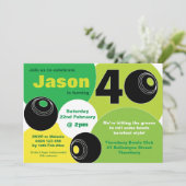 40. Rasen Bowls Barefoot Bowling Birthday Einladung (Stehend Vorderseite)