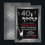 40 Rocks Rockstar Gitarre 40. Geburtstag Einladung<br><div class="desc">40 Rocks Rockstar Electric Gitarre Metal Metallic Silber Glitzer 40. Überraschung Geburtstagsfeier Einladung</div>