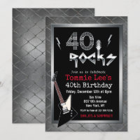 40 Rocks Rockstar Gitarre 40. Geburtstagseinladung