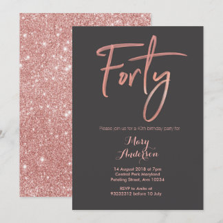 40 Rose Gold 40. Geburtstag Einladung