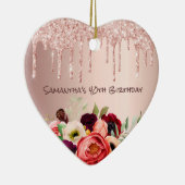 40. Rose Gold Tropfen rosa Blume Keramik Ornament (Rechts)