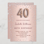 40. Rose Golddiamanten Einladung (Vorne/Hinten)