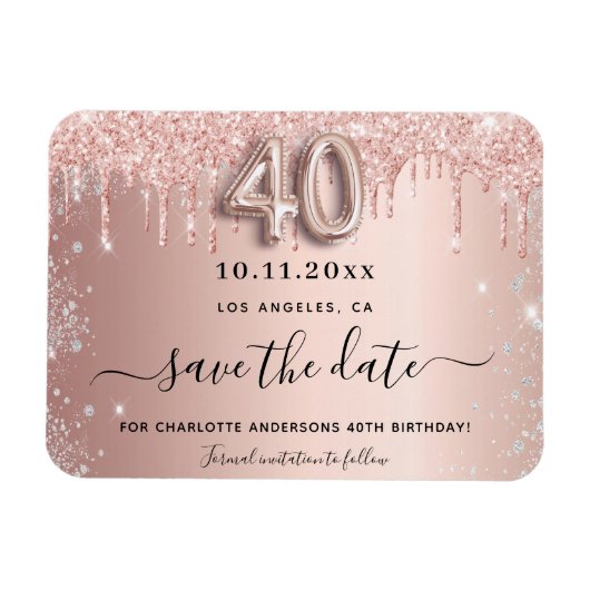 40. Rose Save the Date Magnet (Horizontal)