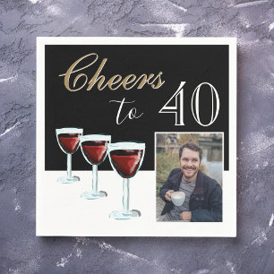 40 Rotwein Foto 40. Geburtstag Serviette