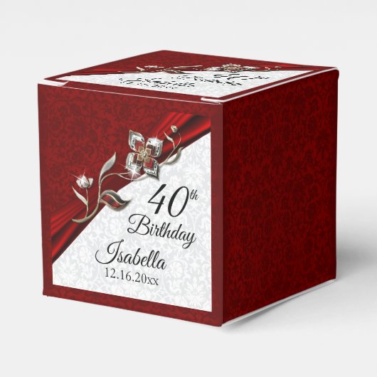 40. Rubinen Blumen Geburtstag Geschenkschachtel (Vorderseite)