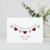 40. Rubinhochzeit Herz-Jubiläums-Antwortkarte RSVP Karte (Stehend Vorderseite)