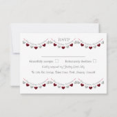 40. Rubinhochzeit Herz-Jubiläums-Antwortkarte RSVP Karte (Rückseite)