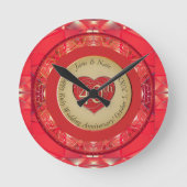 40. Rubinhochzeit Runde Wanduhr (Vorderseite)