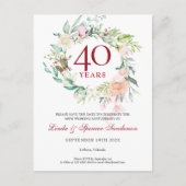40. Rubinhochzeit - Save-the-Date Ankündigungspostkarte (Vorderseite)
