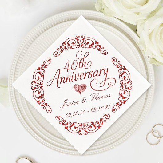 40. Rubinhochzeit Serviette