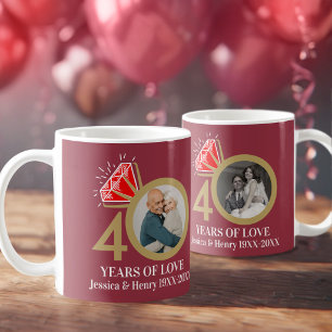 40. Rubinhochzeitsjubiläum Foto damals und heute Kaffeetasse