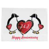 40. rubinischer Hochzeitspinguin Große Geschenktüte (Rückseite)